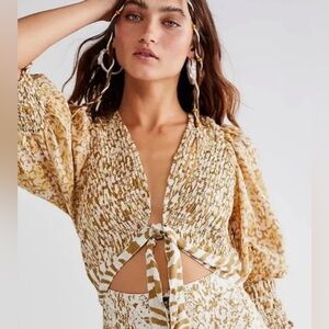 Free People Printed/Tie front Maxi Dress